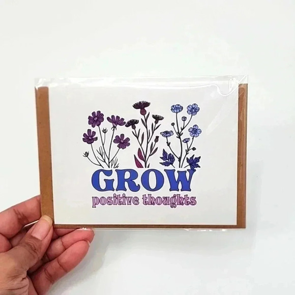 Grow Positive Thoughts Blank Handmade Greeting Card 4x6 - Picture 1 of 1